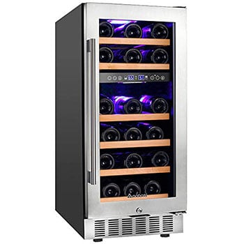 Aobosi 15 Inch Wine Cooler - Best dual-zone wine fridge for any occasion