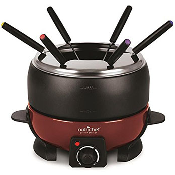 NutriChef Small Appliance Countertop Chocolate cooker - Best countertop Electric Fondue Pot